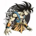 goku standing in front tattoo design idea