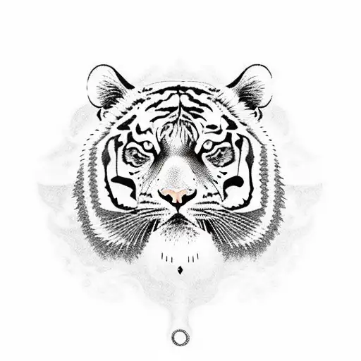 tiger surrounded by swirly smoke tattoo design idea