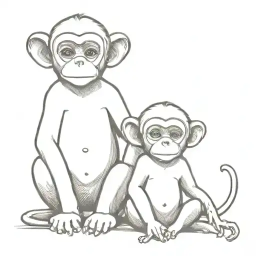  three kids as baby  monkeys Very nice tattoo design idea
