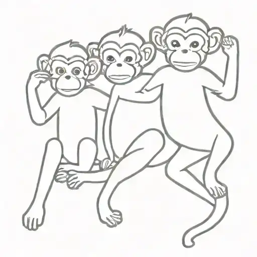  three kids as monkeys Very nice tattoo design idea
