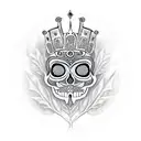Mayan skull like ah puch with decorative leaves and if you look upside down the crown and the leaves makes an owl tattoo design idea
