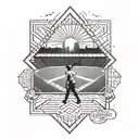 sun rising over a baseball field with a coach and player on it tattoo design idea