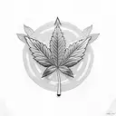 A marijuana leaf intertwined with a barbell tattoo design idea