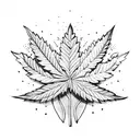 A marijuana leaf intertwined with a barbell tattoo design idea