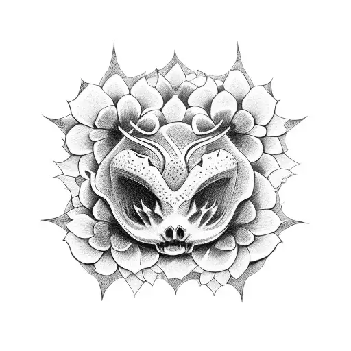 dragao e flores tattoo design idea