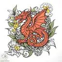 Welsh dragon, still here, daffodils, celtic knott tattoo design idea
