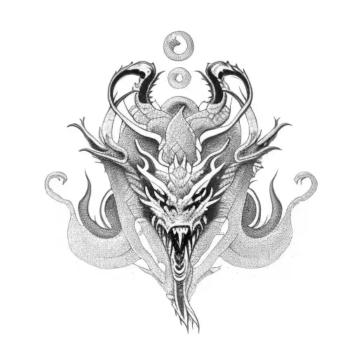 hydra (dragon with 3 heads) that extends from hand to shoulder tattoo design idea