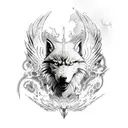 transformation of monk with scorpio traits into wolf , eagle and phoenix tattoo design idea