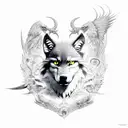 transformation of monk with scorpio traits into wolf , eagle and phoenix tattoo design idea