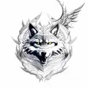 transformation of monk with scorpio traits into wolf , eagle and phoenix tattoo design idea