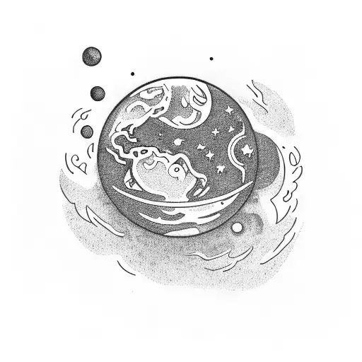 an astronaut sitting on the moon with his foor rooted in the moon and have a glimpse picture of the sun and earth in his tattoo design idea