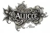 first name Alice tattoo design idea