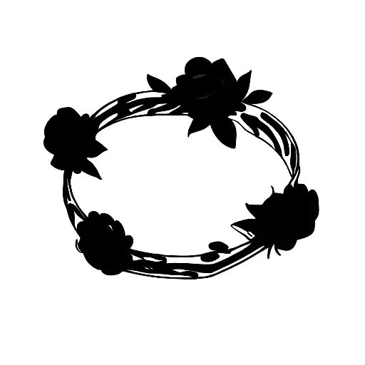 Skeleton wine glass flower headband tattoo design idea