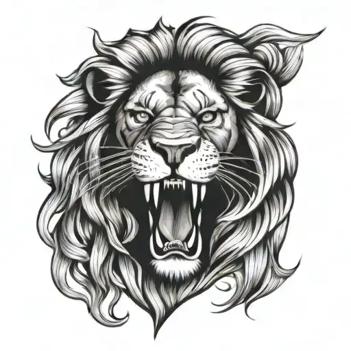 lion face tattoo design idea