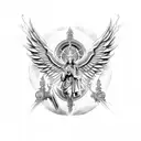 saint Michael and filigree tattoo design idea