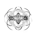 A silhouette of a person floating above their physical body, symbolizing the client's experiences with astral projection and their connection to twin flames tattoo design idea