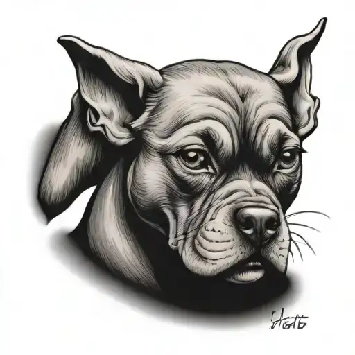 Pocket Bully dog playing tattoo design idea