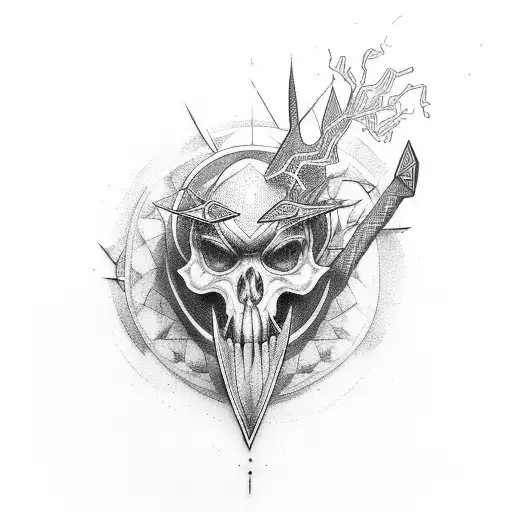 Cross and lightning  tattoo design idea