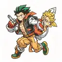 Pixel retro hero academia tattoo design idea
