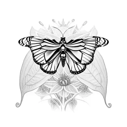 for a 3/4 sleeve tattoo, draw several monarch butterfly against background of native colombian plants and leaves. tattoo design idea