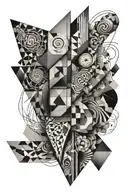 Abstract shape patchwork sleeve tattoo design idea
