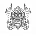 aztec god tattoo design idea