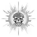 skull with aztec sun god tattoo design idea
