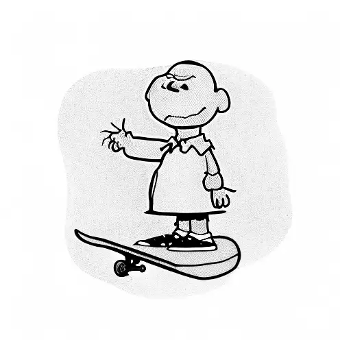 Charlie Brown Junior playing a guitar on a skateboard tattoo design idea