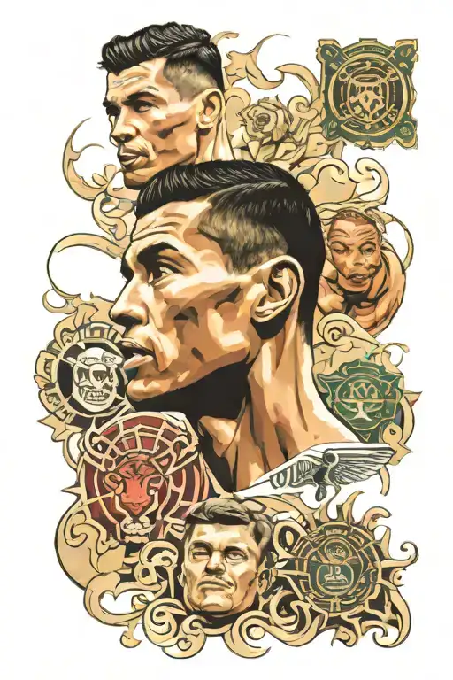 cristiano Ronaldo with Michael Jordan, John cena, Roy Keane, Paul galvin  tattoo design idea