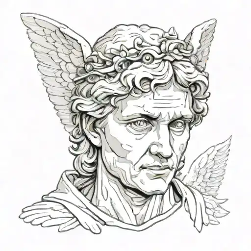 Angel's head front tattoo design idea