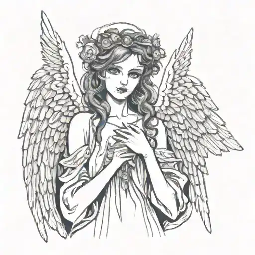 An angel in gothic style tattoo design idea