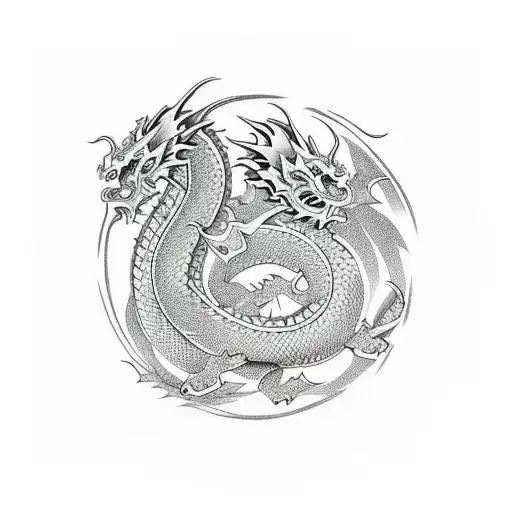 The Japanese style dragon on the front of your thigh can be designed with bold and intricate lines, making it look fierc tattoo design idea