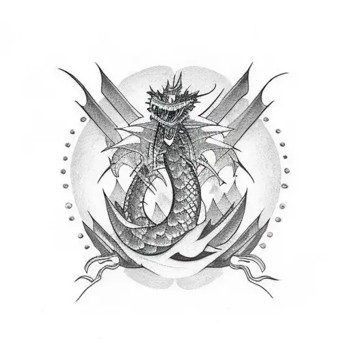 Dragón simple estilo mafia tattoo design idea