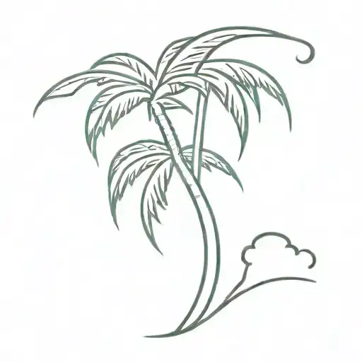 palm tree bending in a hurricane tattoo design idea