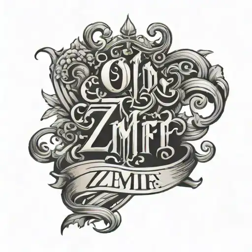 old English font ZMF tattoo design idea