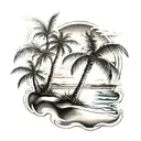 Beach sunset tattoo design idea