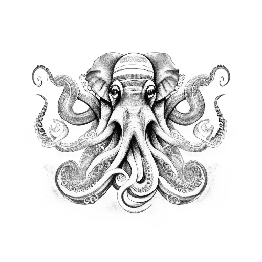Octopus elephant tattoo design idea