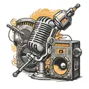 road, microphone, speakers, sound tattoo design idea