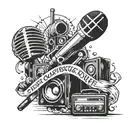 road, microphone, speakers, sound tattoo design idea