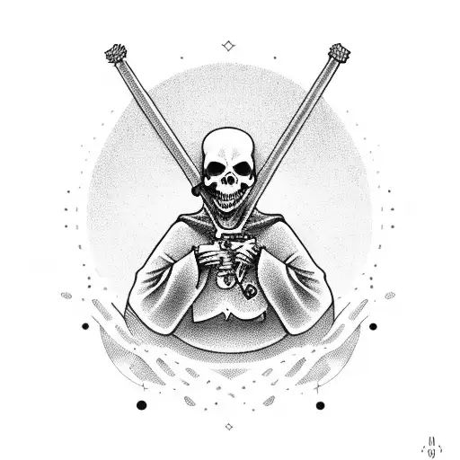 Grim Reaper making peace sign tattoo design idea