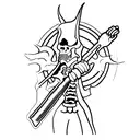 Grim Reaper making peace sign tattoo design idea