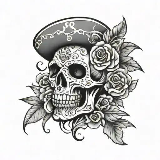 mexican skull chicano tattoo design idea