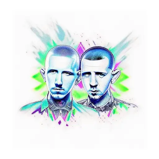 Heads of oli sykes and chester bennington and remington leith tattoo design idea