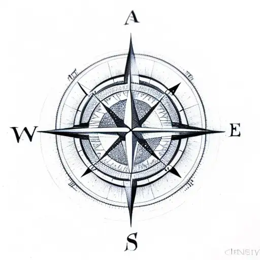 realistic compass with mountains and a starry night sky tattoo design idea