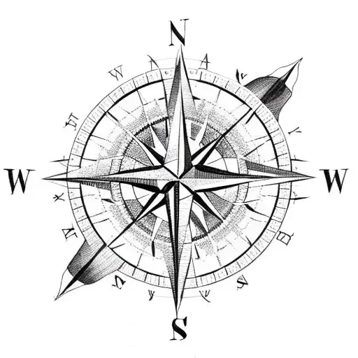 compass with mountains tattoo design idea