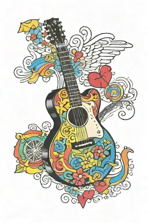 Guitar,LesPaul,Beatles,Dad,Rainbow,Heart  tattoo design idea