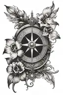 Moral Compass Tattoo Incorporating orchid flowers and christian symbols  tattoo design idea