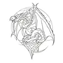 abstraction and dragons between the lines tattoo design idea