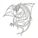 abstraction and dragons between the lines tattoo design idea