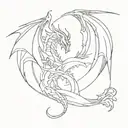 abstraction and dragons between the lines tattoo design idea